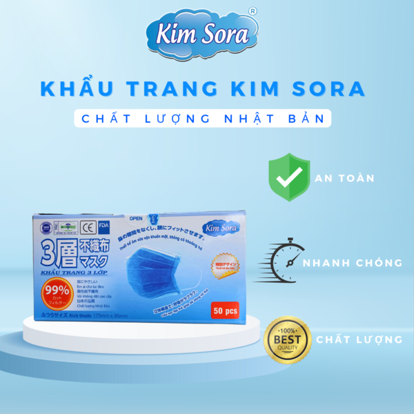 Khẩu trang y tế 3 lớp xanh - Khẩu Trang Y Tế Kim Sora - Công Ty TNHH Kim Sora